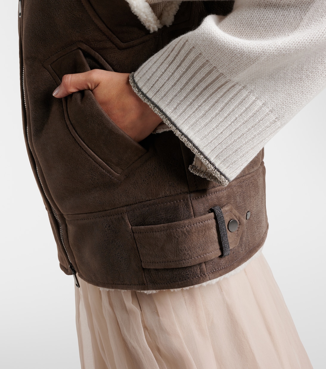 Shearling-lined leather vest | Brunello Cucinelli