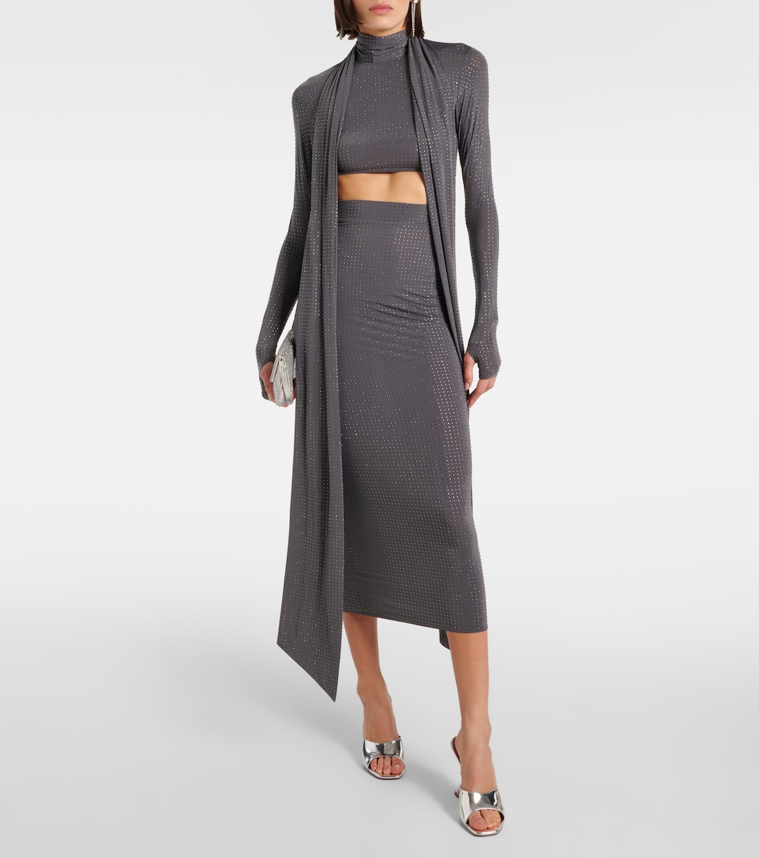 Verzierter Midirock aus Jersey | Alex Perry