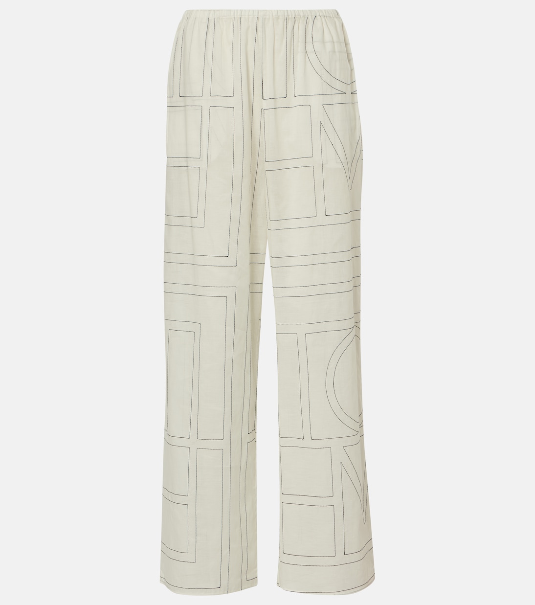Monogram cotton-blend wide-leg pants | Toteme
