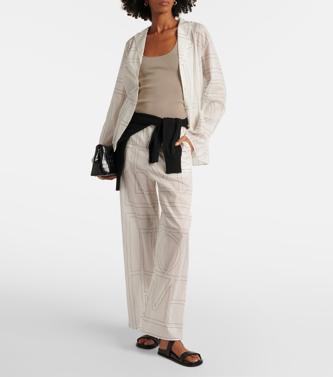 Monogram cotton-blend wide-leg pants | Toteme