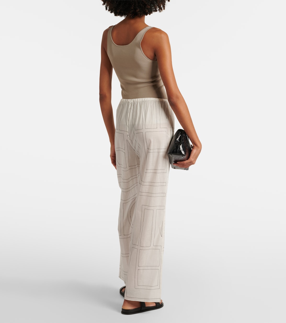 Monogram cotton-blend wide-leg pants | Toteme