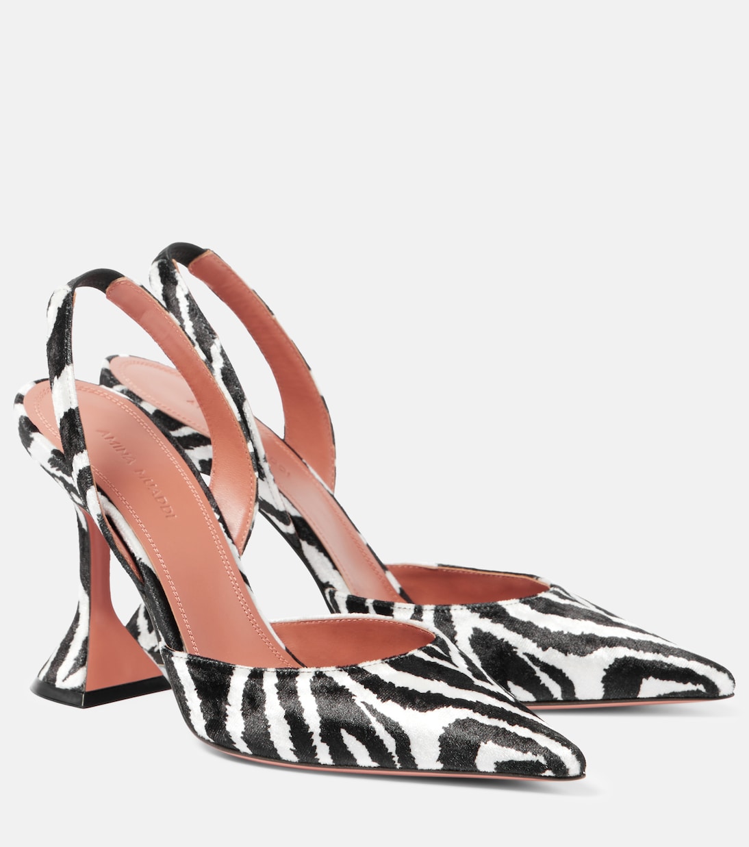 Holli zebra-print velvet slingback pumps | Amina Muaddi