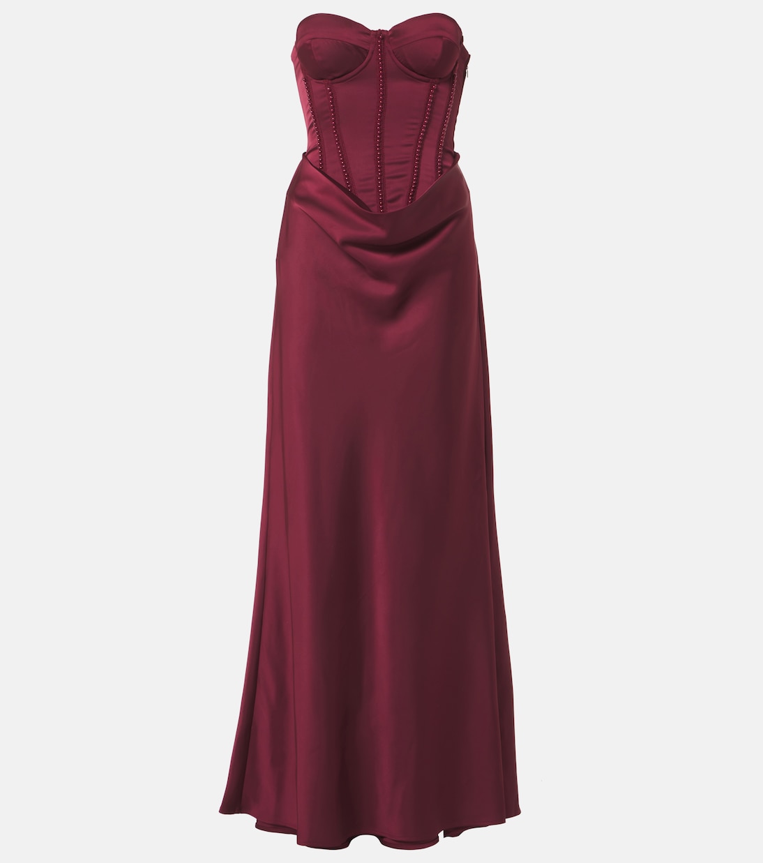 Embellished draped satin corset gown | Rotate