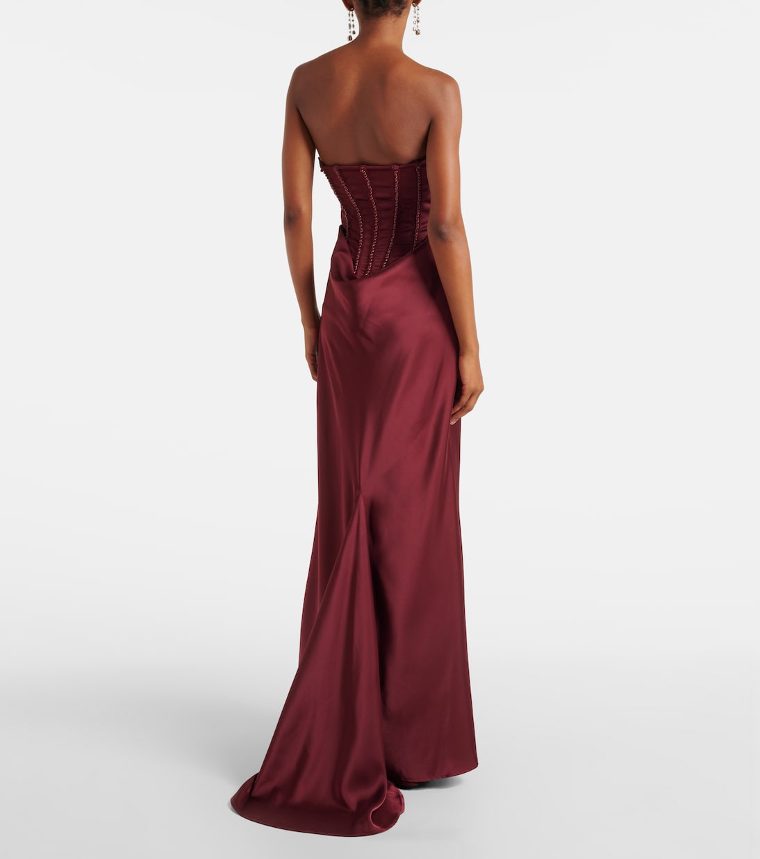 Embellished draped satin corset gown | Rotate