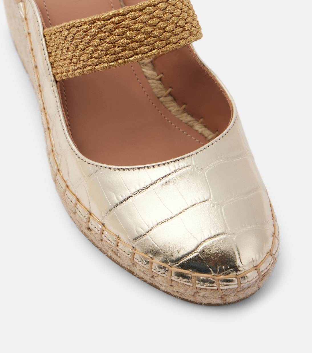 Siena 70 metallic leather espadrille wedges | Malone Souliers