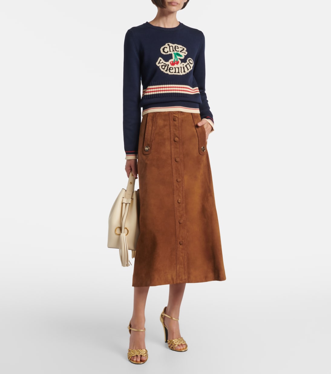 Jupe midi en daim | Valentino