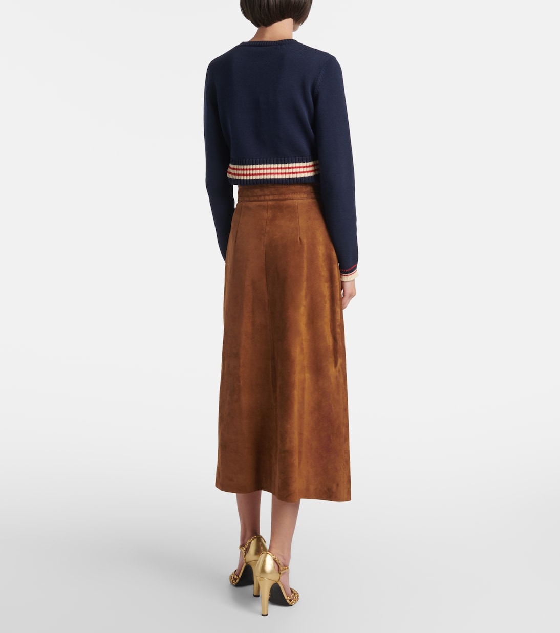 Jupe midi en daim | Valentino