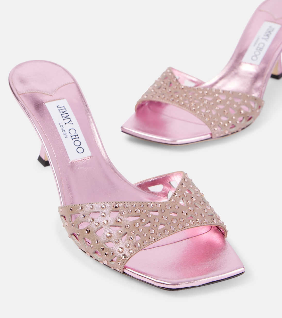 Pantoletten Skye 70 aus Satin mit Kristallen | Jimmy Choo