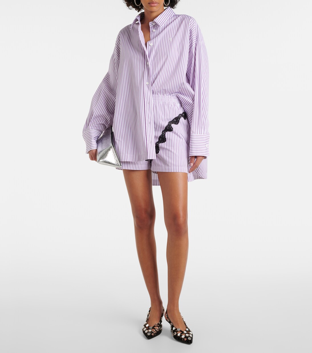 Diana asymmetric striped cotton shirt | The Attico