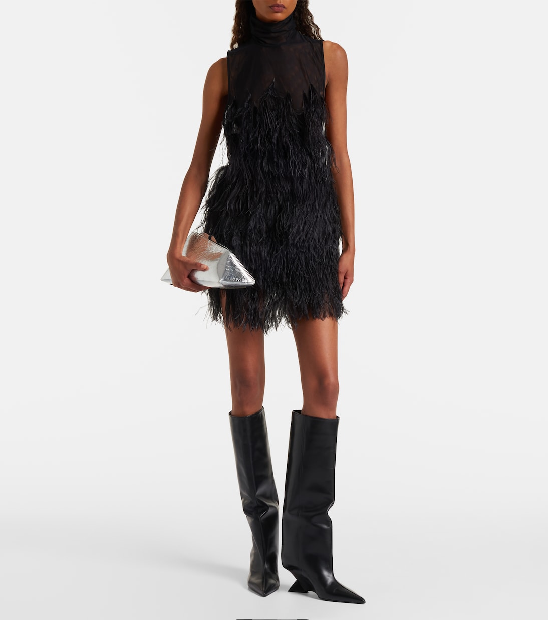 Feather-trimmed embroidered minidress | The Attico