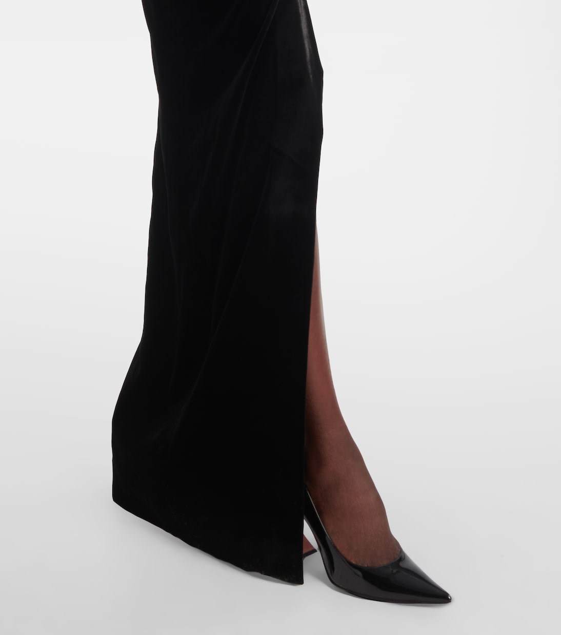 Robe longue en dentelle et velours | Alessandra Rich