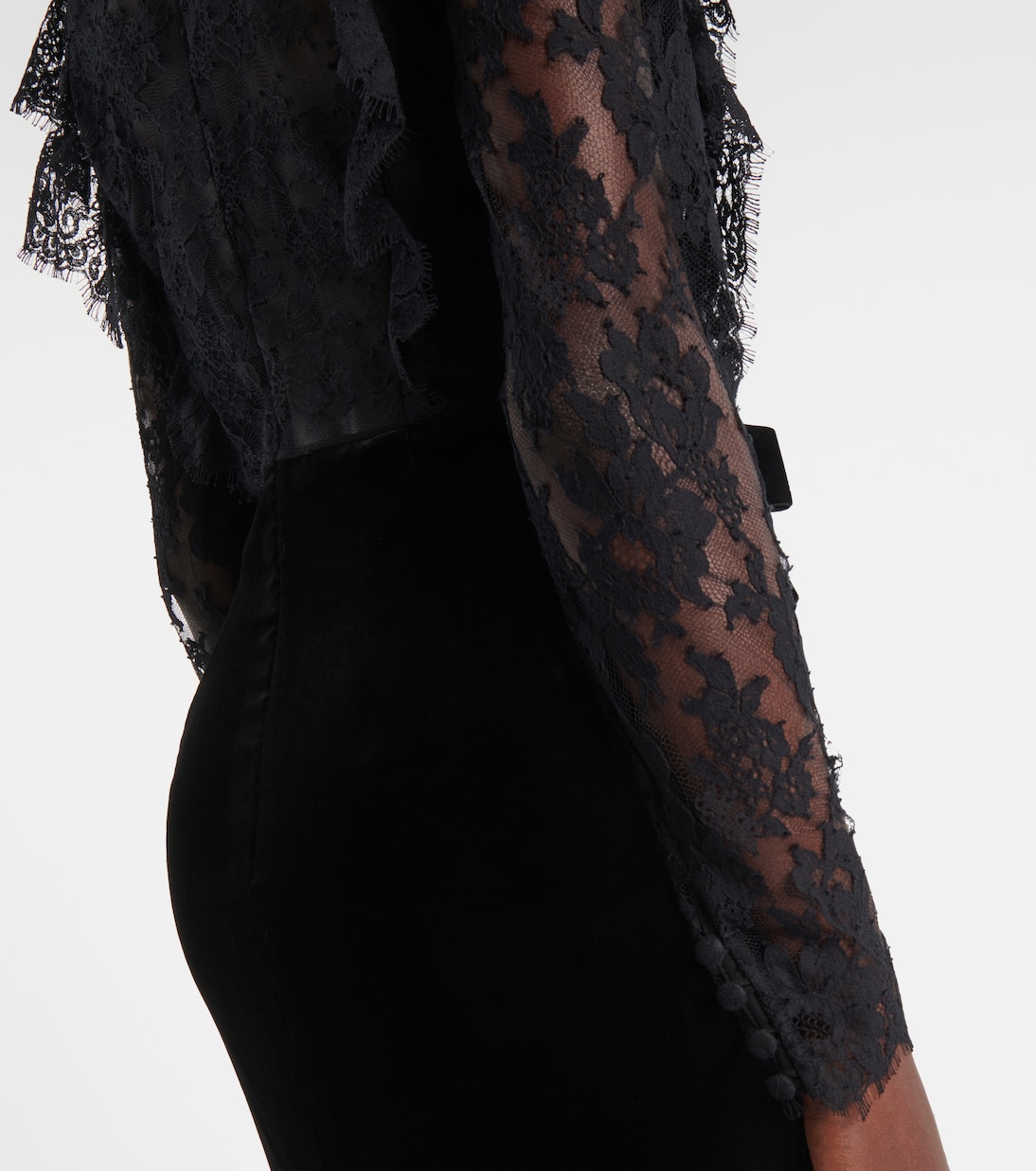 Robe longue en dentelle et velours | Alessandra Rich