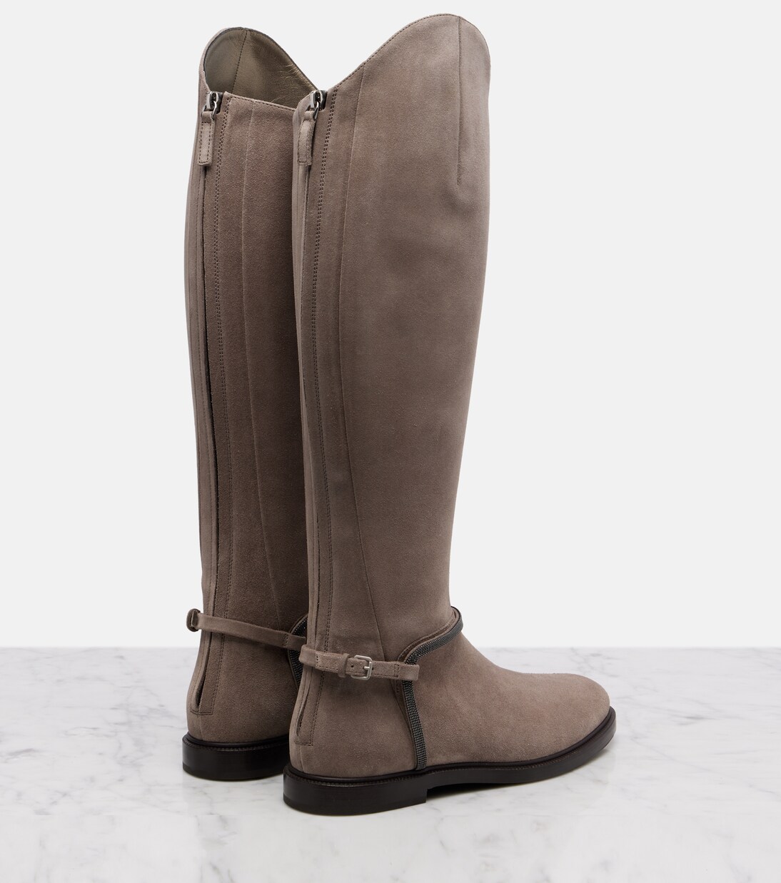 Monili suede knee-high boots | Brunello Cucinelli