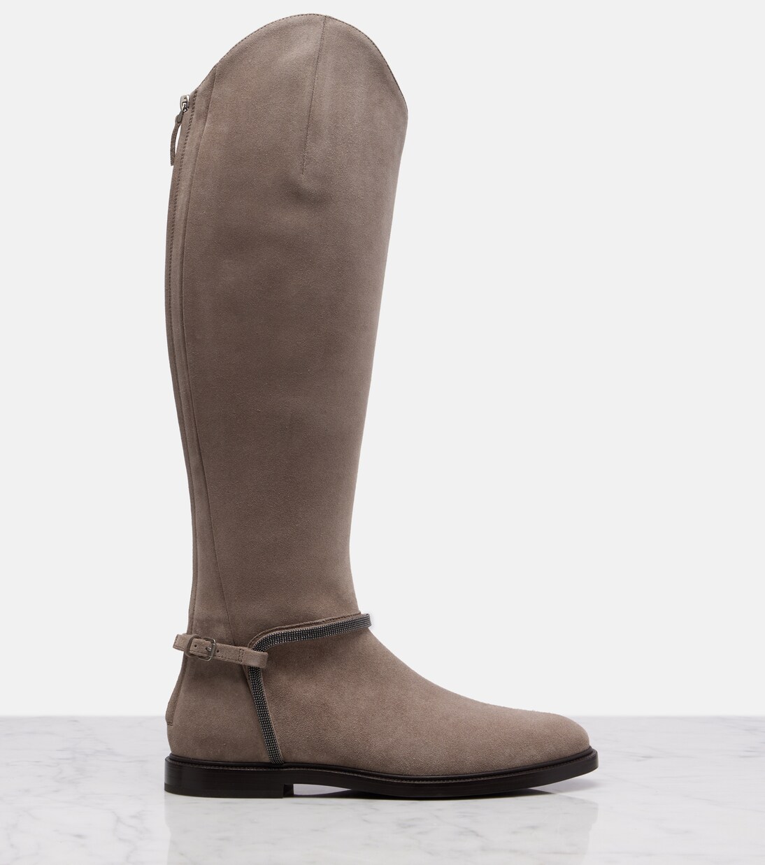 Monili suede knee-high boots | Brunello Cucinelli
