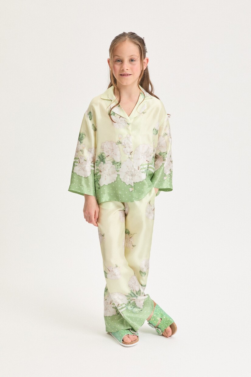 Floral satin pajama pants | Monnalisa