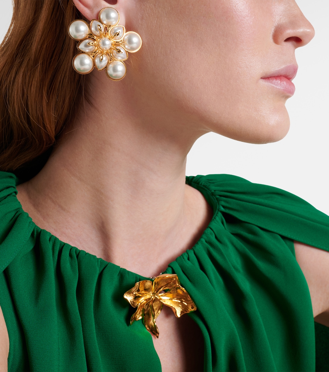 Orecchini a clip Large con perle bijoux | Oscar de la Renta