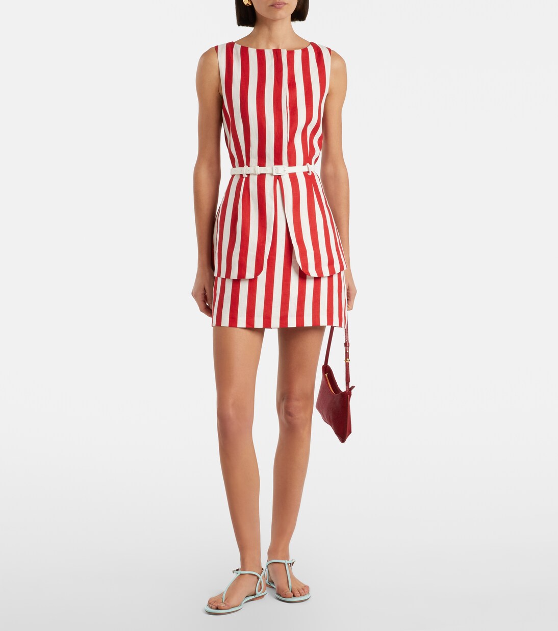 Pamela belted striped linen vest | Posse