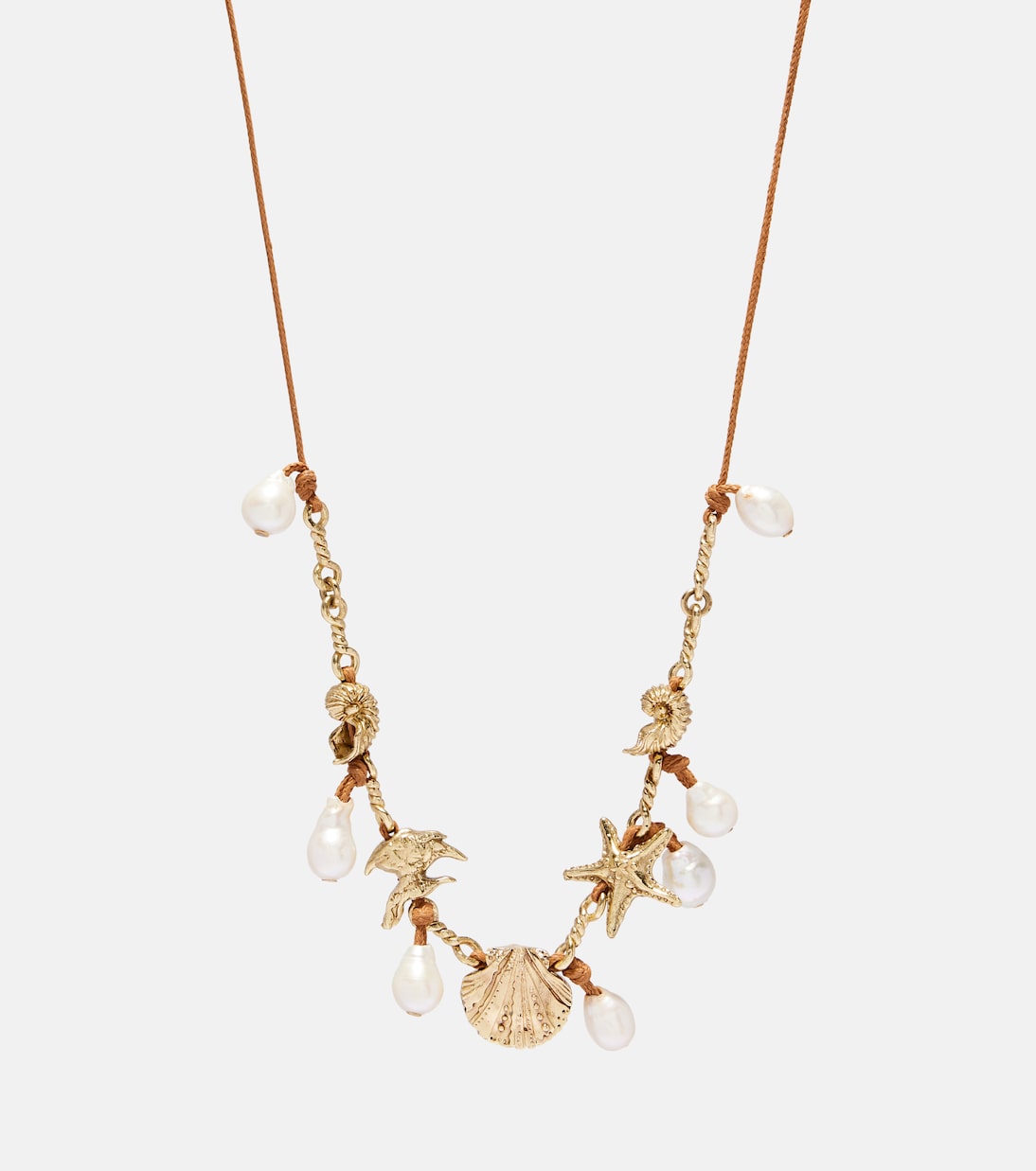 Faux pearl embellished charm necklace | Alémais