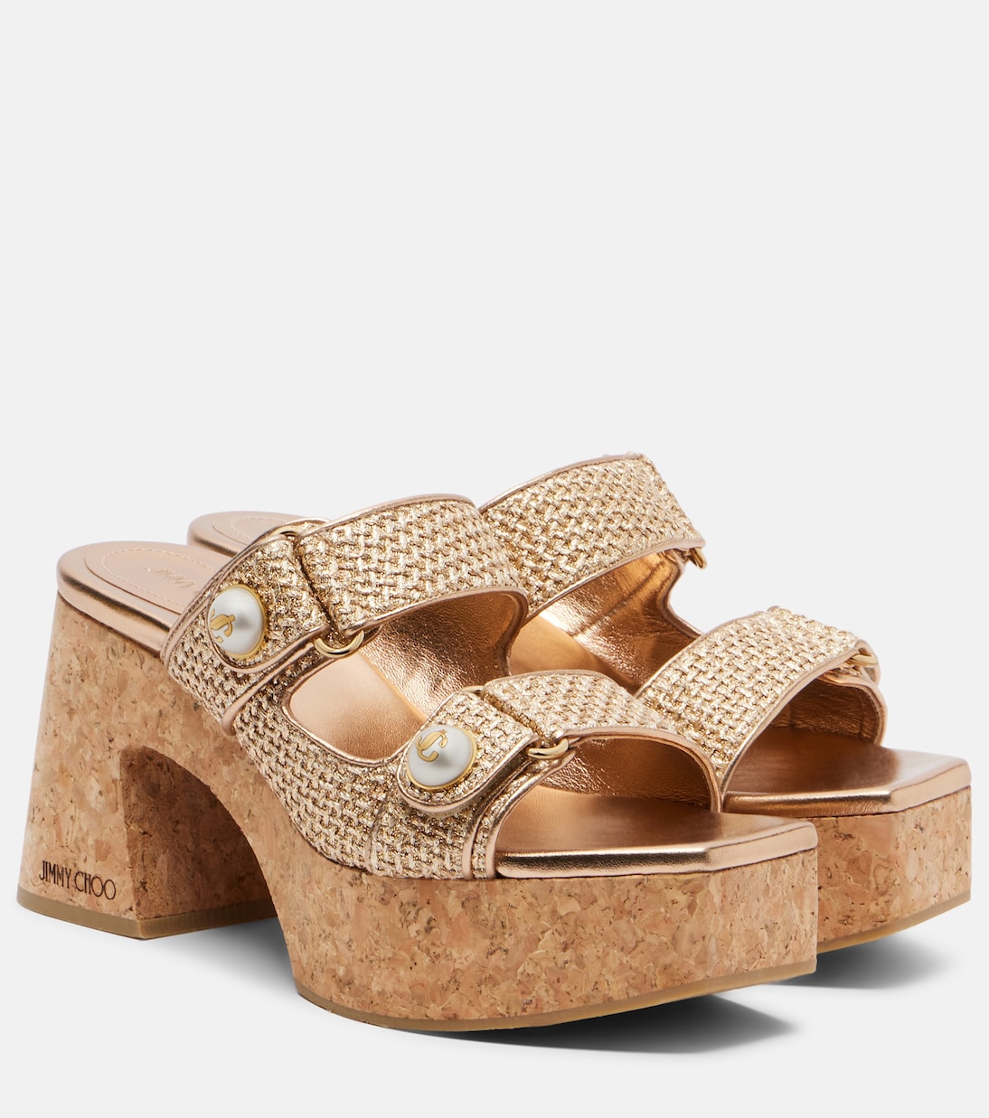 Fayence raffia-effect platform sandals | Jimmy Choo