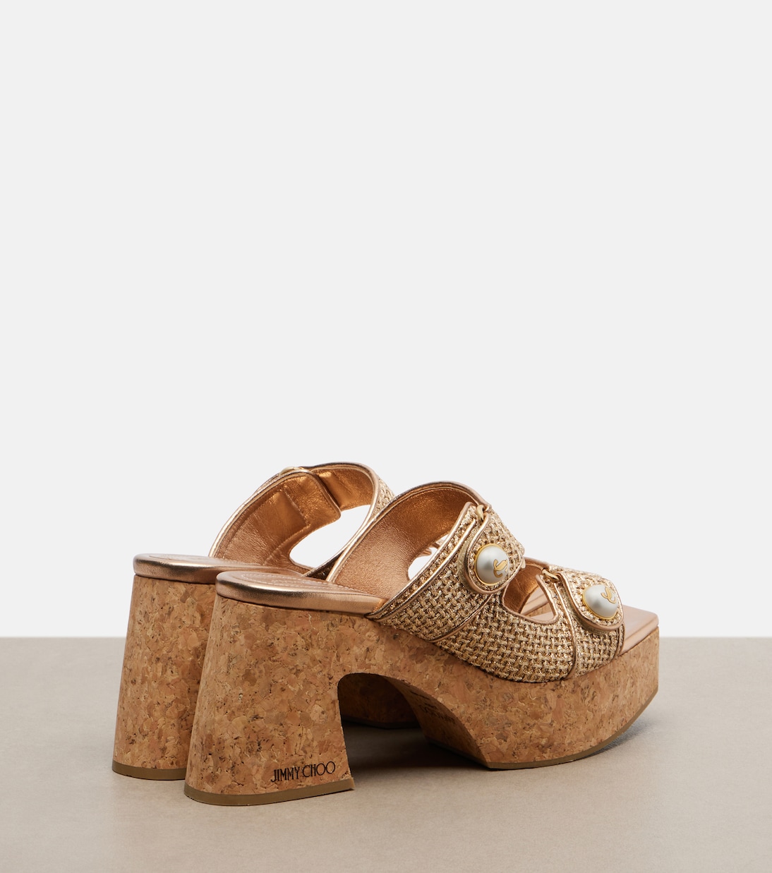 Fayence raffia-effect platform sandals | Jimmy Choo