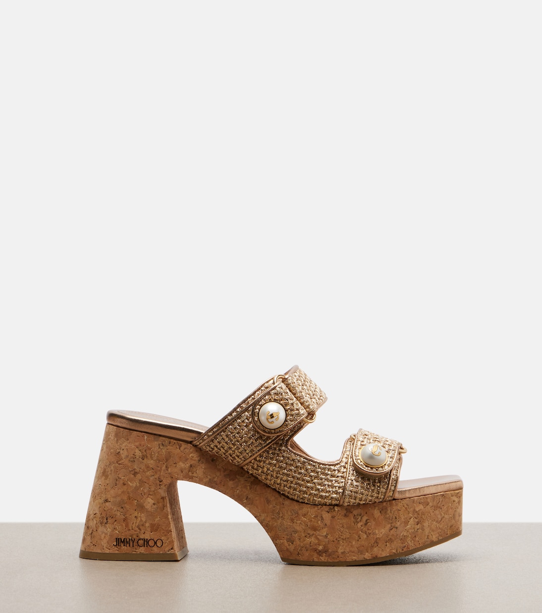 Fayence raffia-effect platform sandals | Jimmy Choo