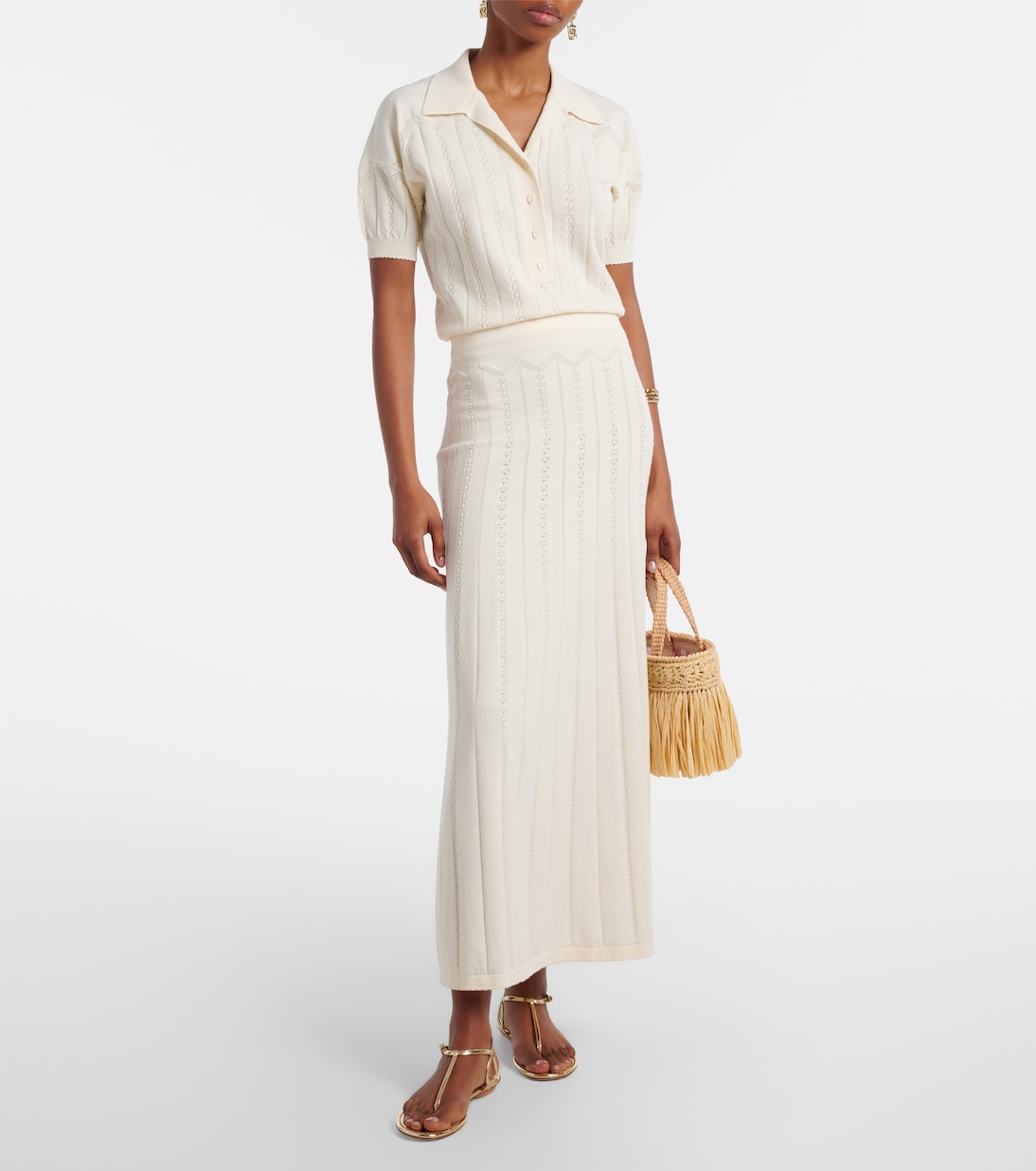 Falda larga Mieralla de pointelle en mezcla de algodón | Faithfull
