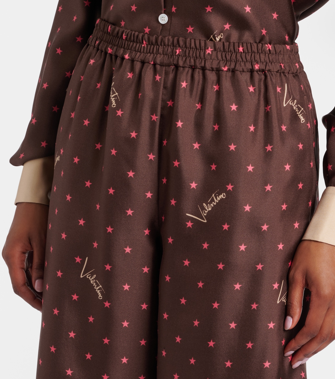 Printed silk twill palazzo pants | Valentino