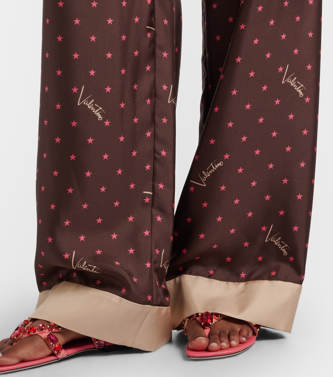 Printed silk twill palazzo pants | Valentino