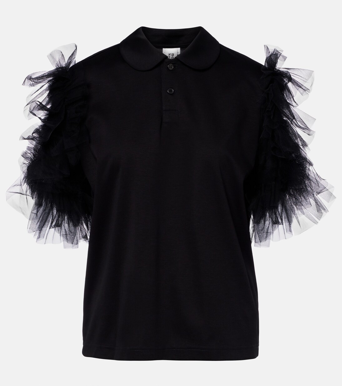 Tulle-trimmed cotton polo shirt | Noir Kei Ninomiya