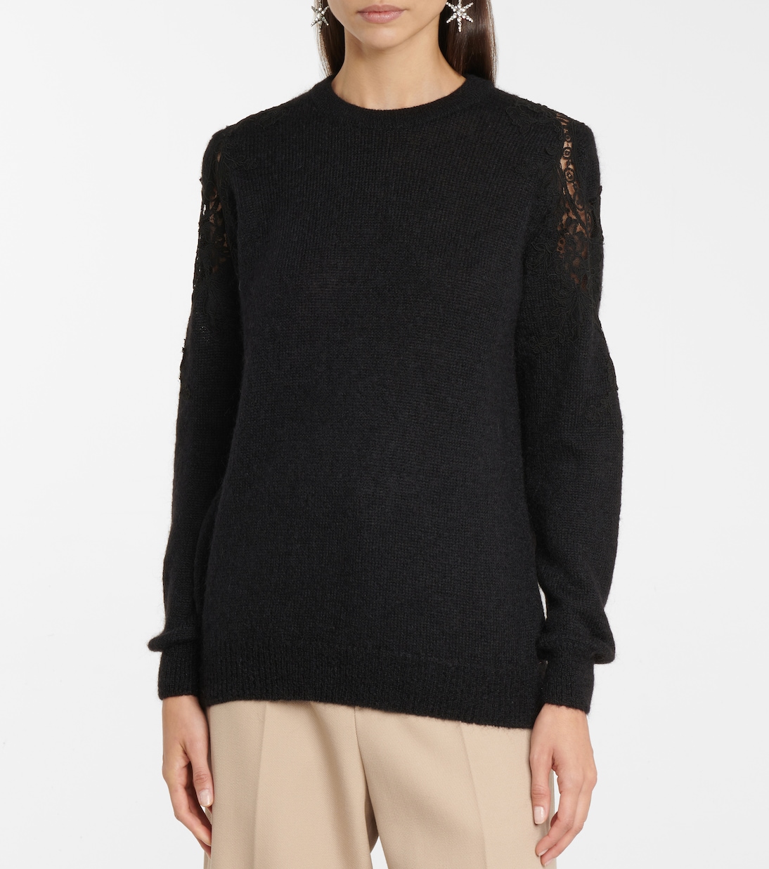 Pull Mattie en mohair mélangé à dentelle | Costarellos