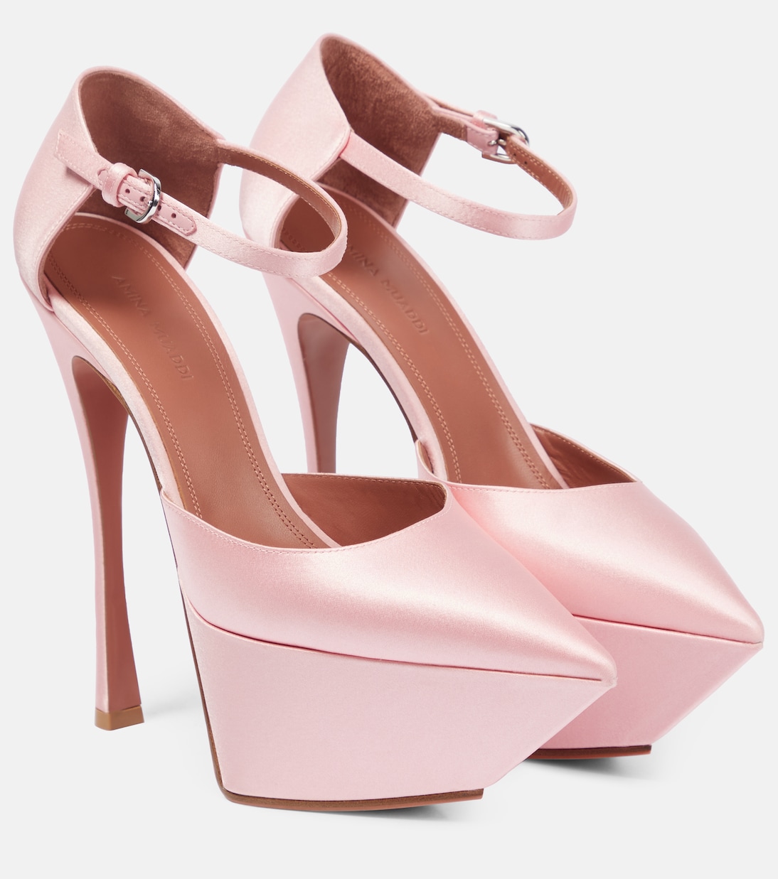 Plateau-Pumps Angelica aus Satin | Amina Muaddi