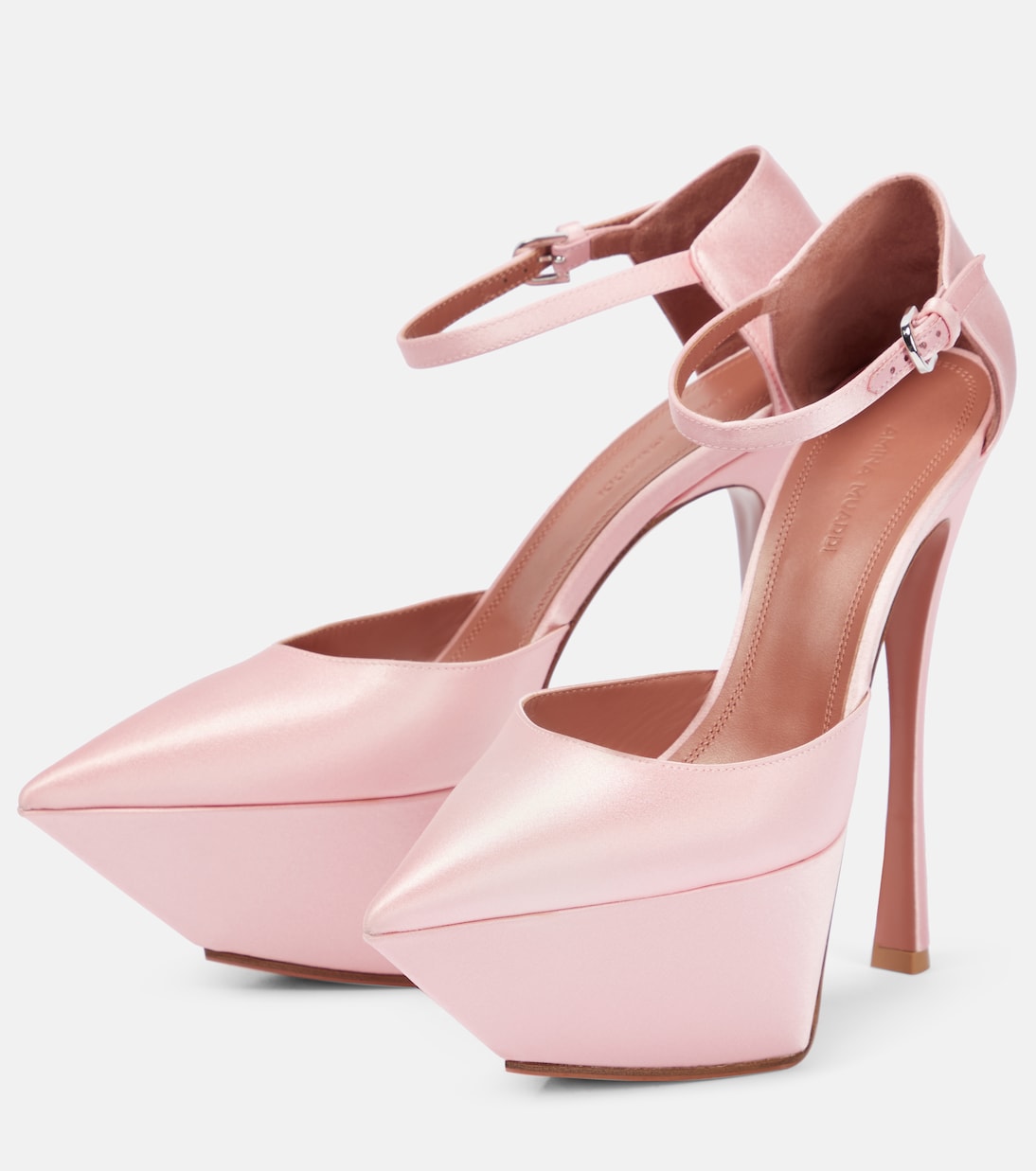 Plateau-Pumps Angelica aus Satin | Amina Muaddi