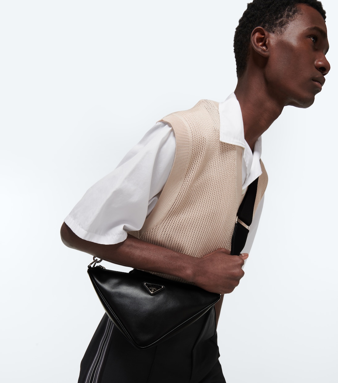 Triangle leather shoulder bag | Prada