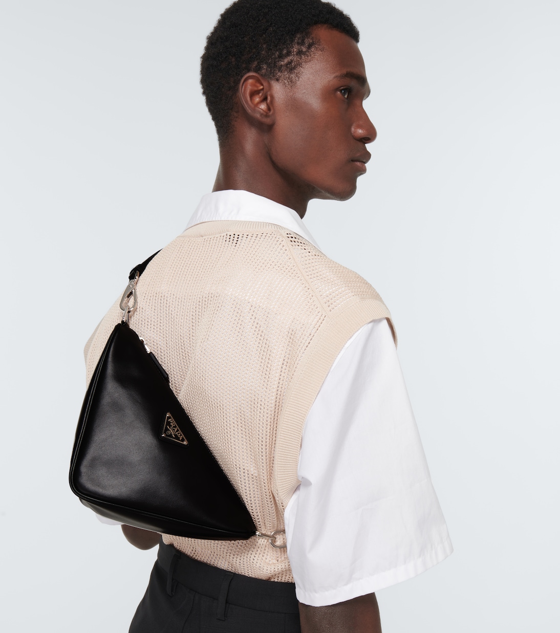Triangle leather shoulder bag | Prada