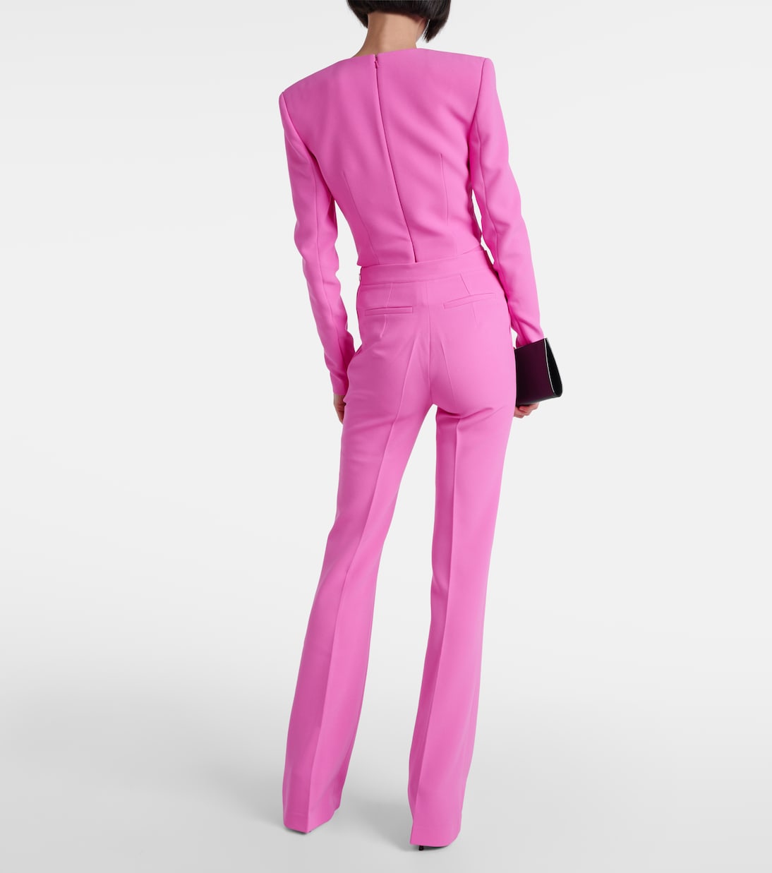 Pantalon évasé Alexa à taille haute en crêpe | Safiyaa