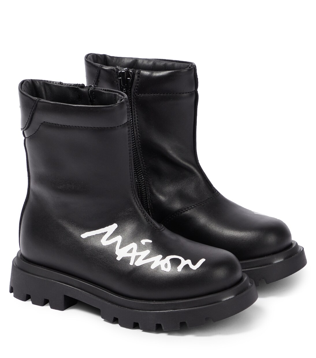 Logo leather boots | MM6 Maison Margiela Kids