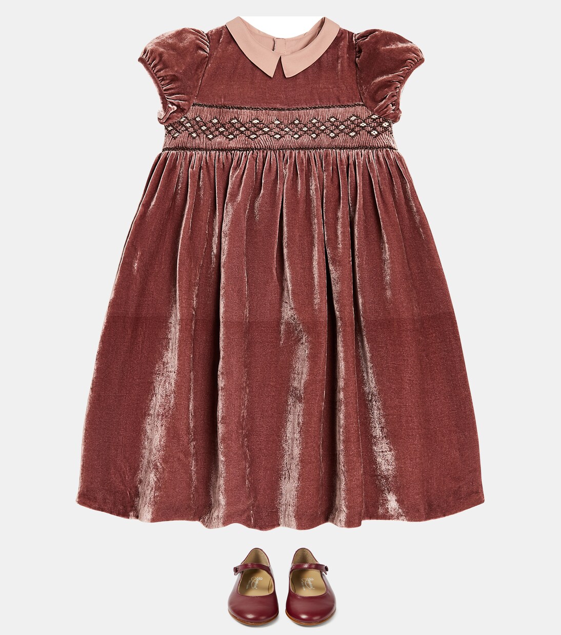 Blossom embroidered velvet dress | Bonpoint