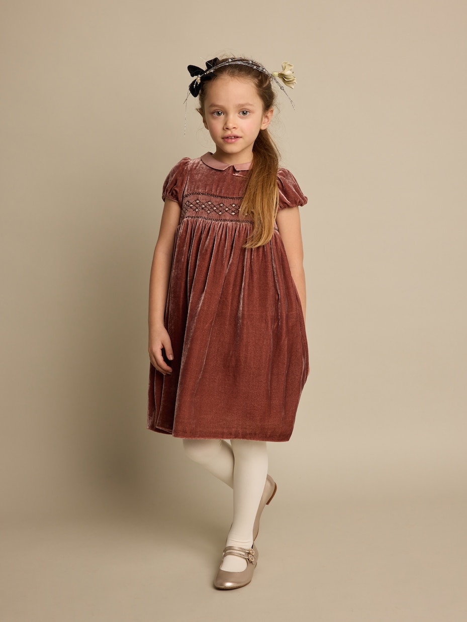 Blossom embroidered velvet dress | Bonpoint