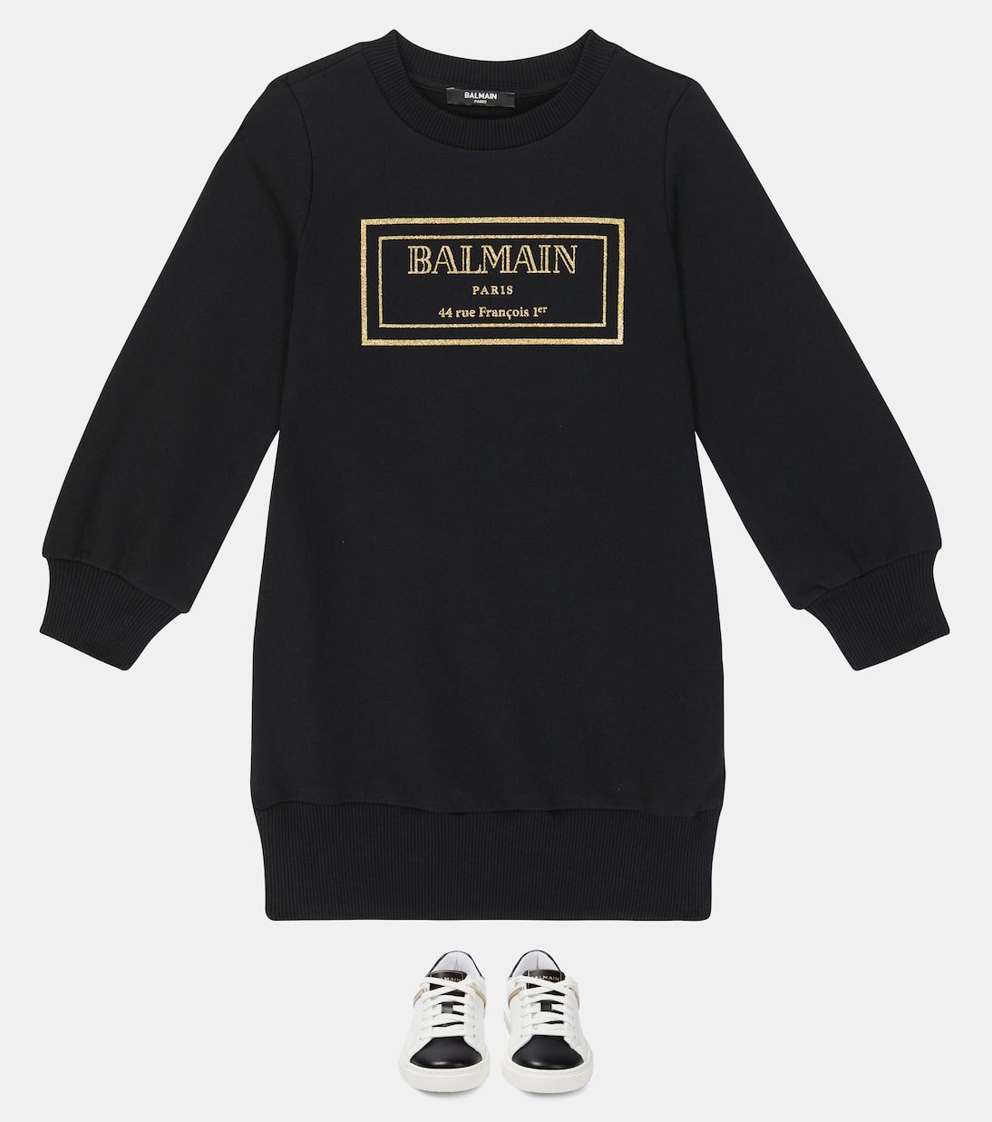 Logo cotton-blend jersey dress | Balmain Kids