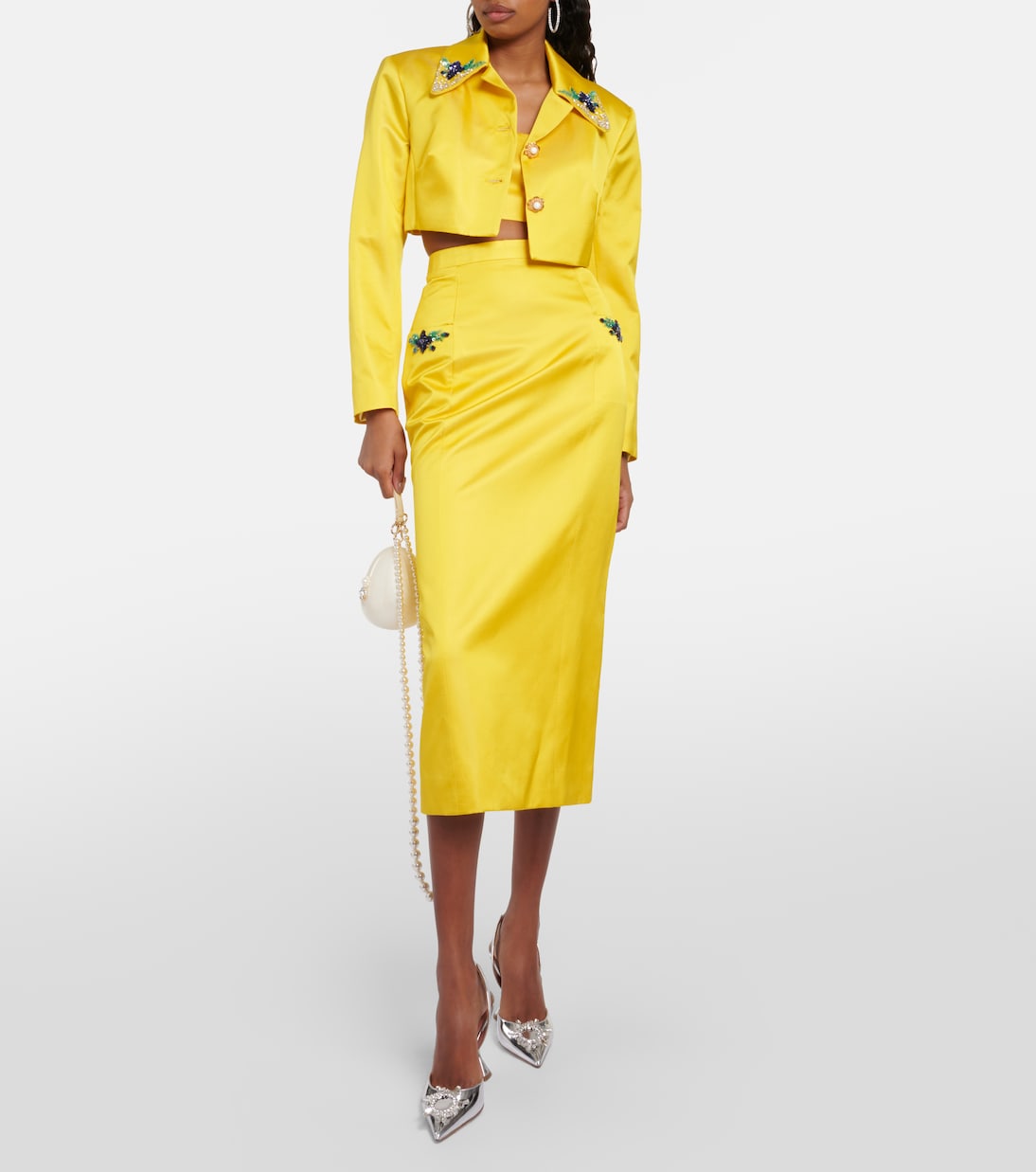 Verzierter Midirock Iris aus Satin | Miss Sohee