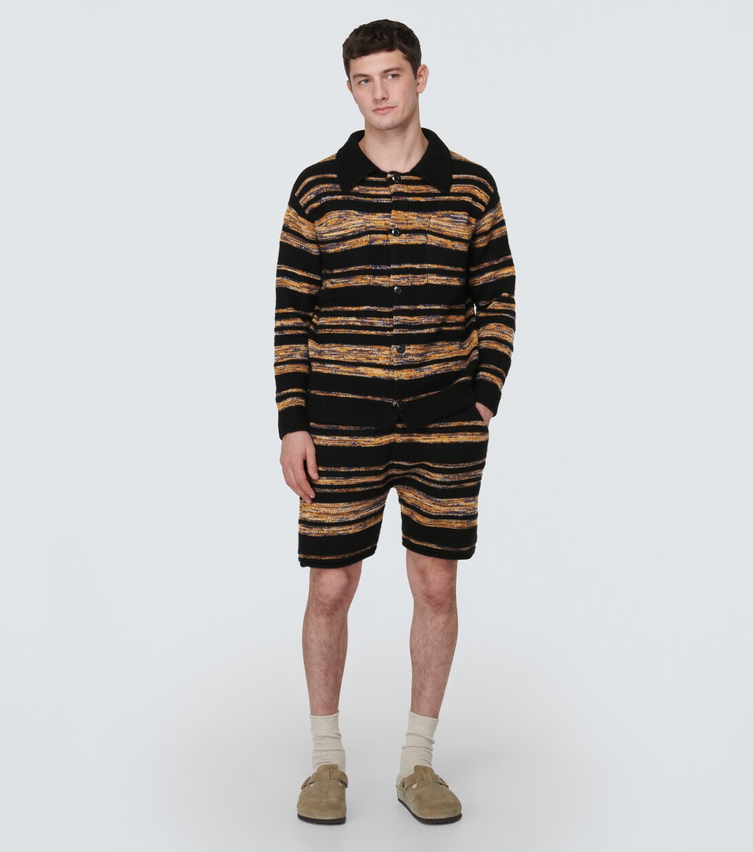 Phantom striped cashmere and cotton shorts | The Elder Statesman