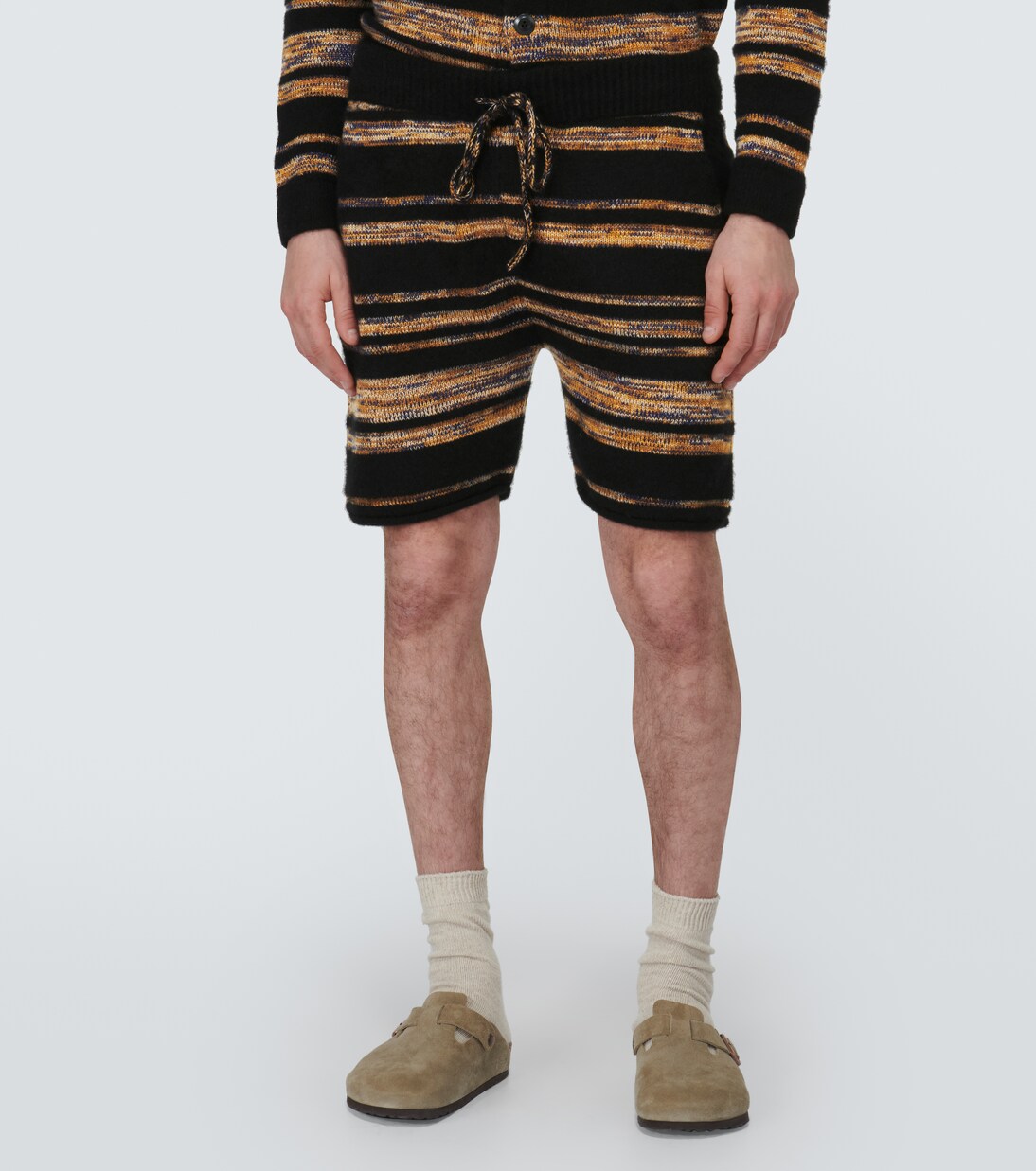 Phantom striped cashmere and cotton shorts | The Elder Statesman