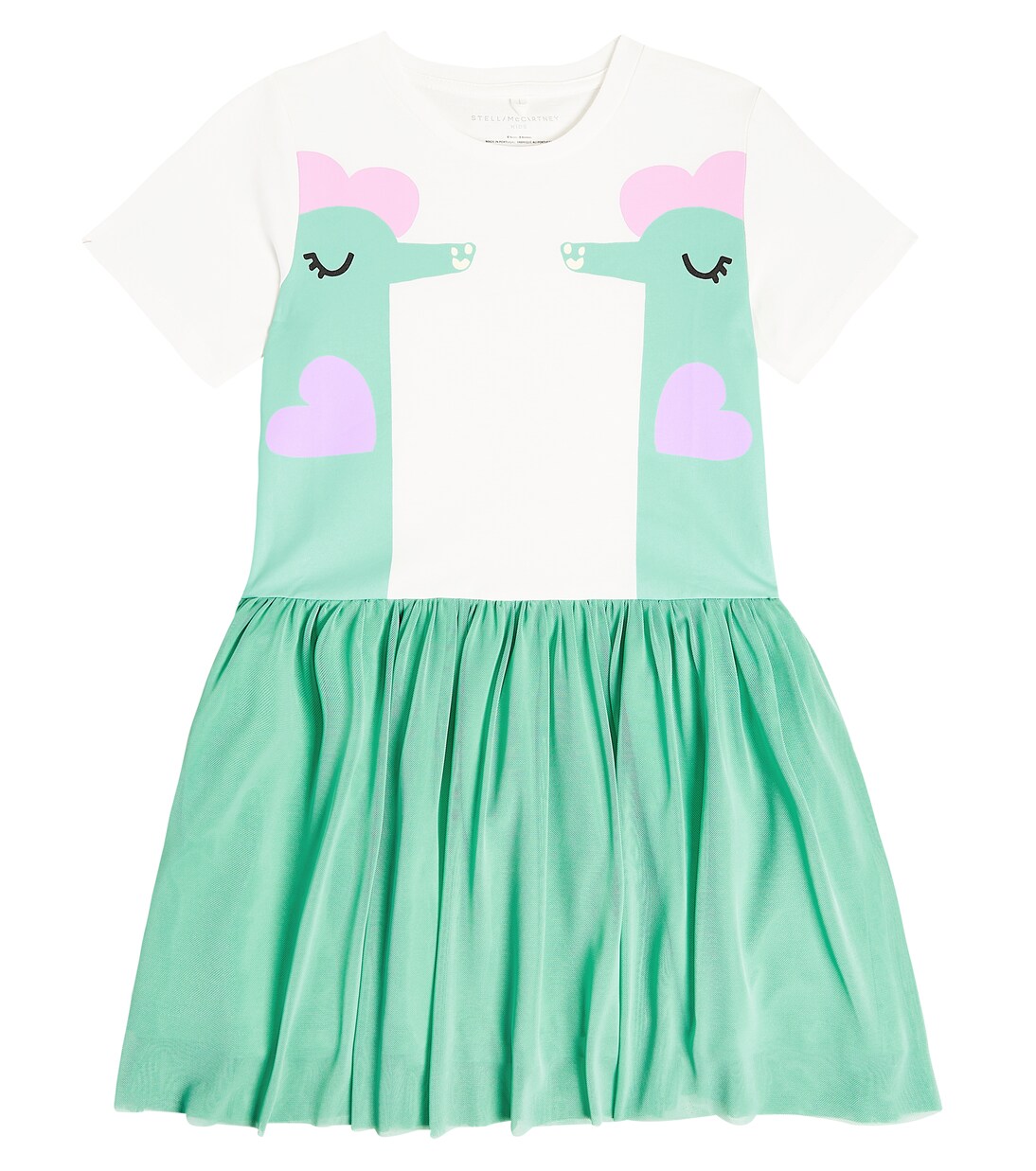Vestido de algodón con ribete de tul | Stella McCartney Kids