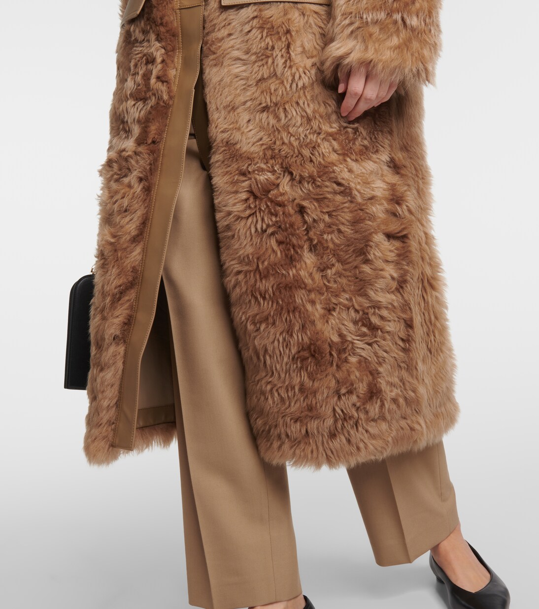 Leather-trimmed shearling coat | Toteme