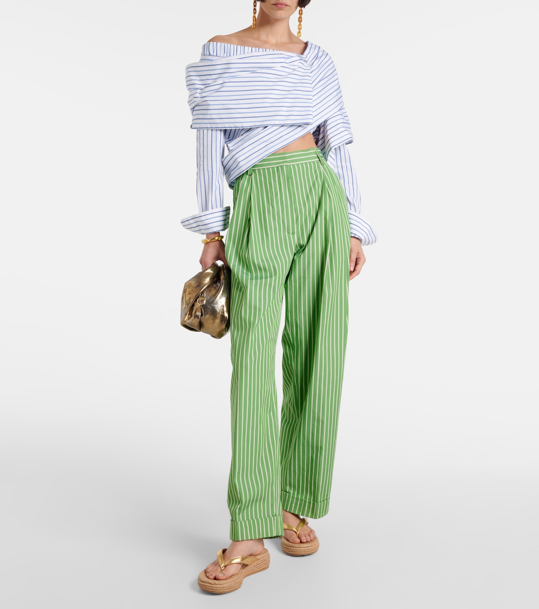 Woven metallic leather thong sandals | Gianvito Rossi