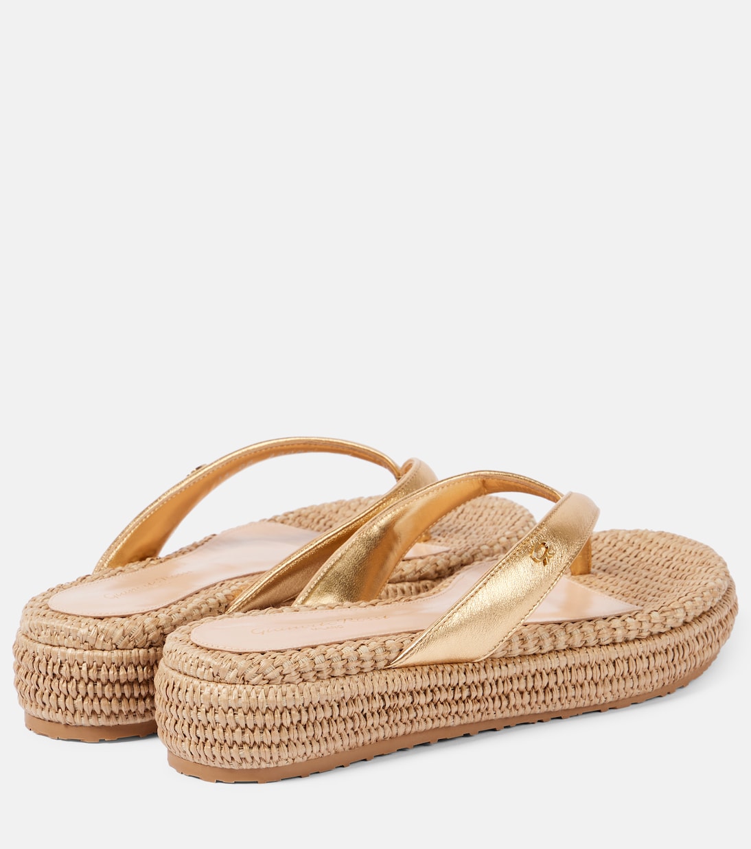 Woven metallic leather thong sandals | Gianvito Rossi
