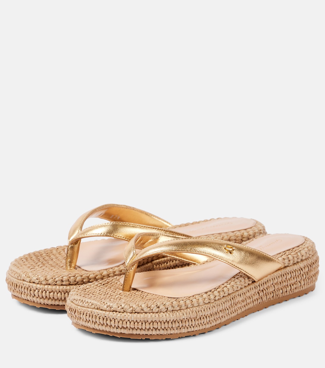 Woven metallic leather thong sandals | Gianvito Rossi