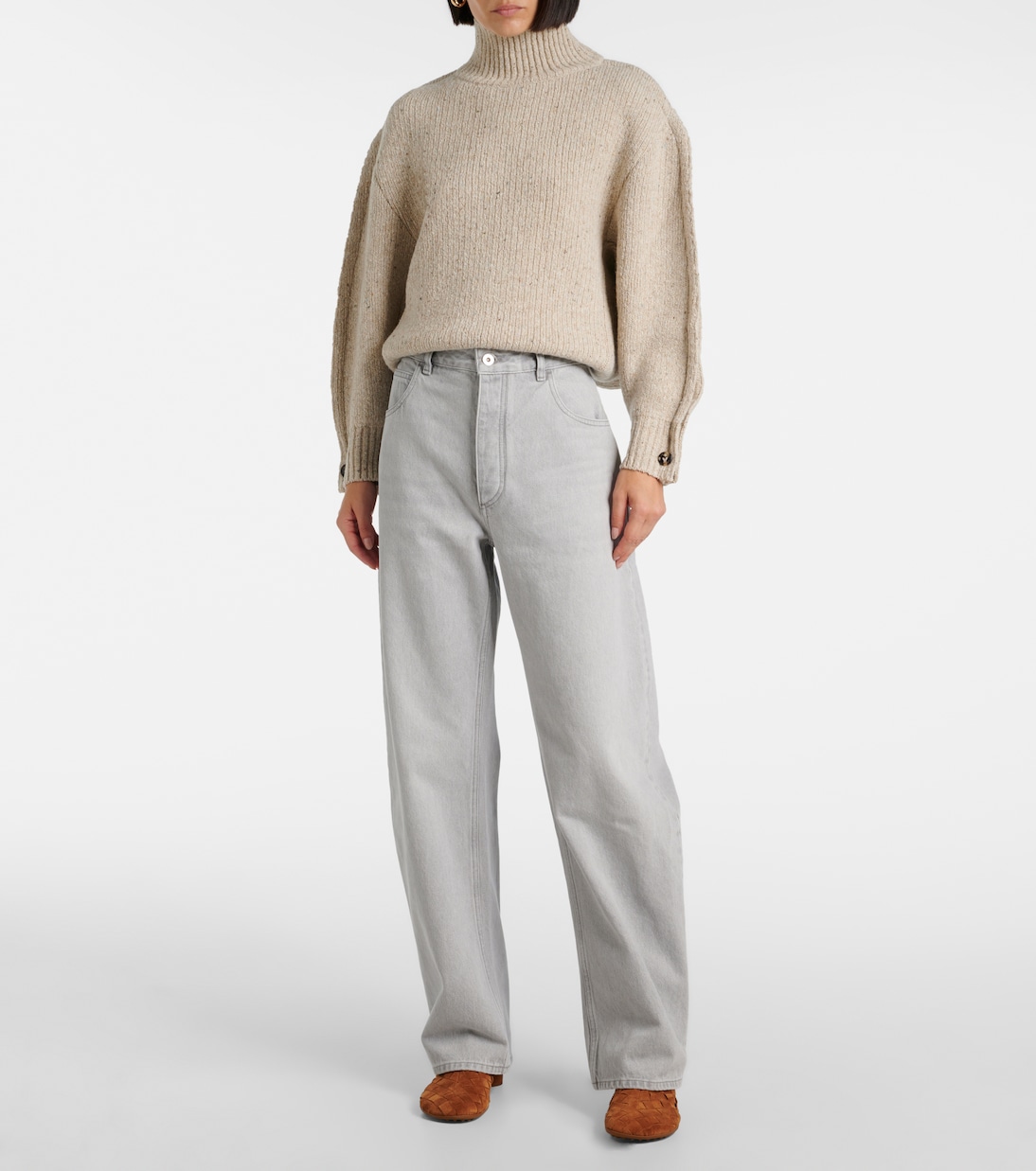 Jeans a gamba larga e vita media | Bottega Veneta