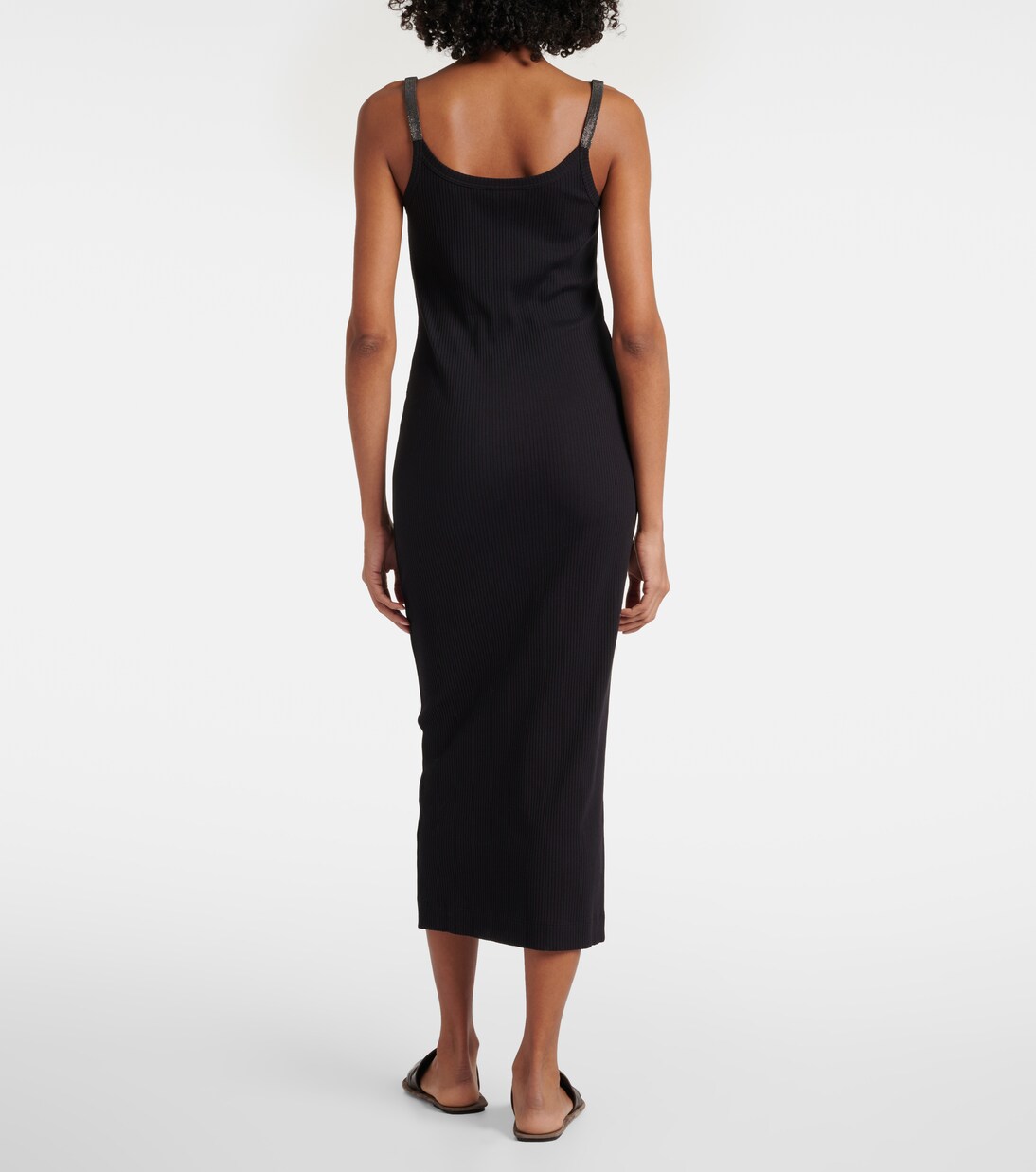 Monili 코튼 블렌드 저지 미디 드레스 | Brunello Cucinelli