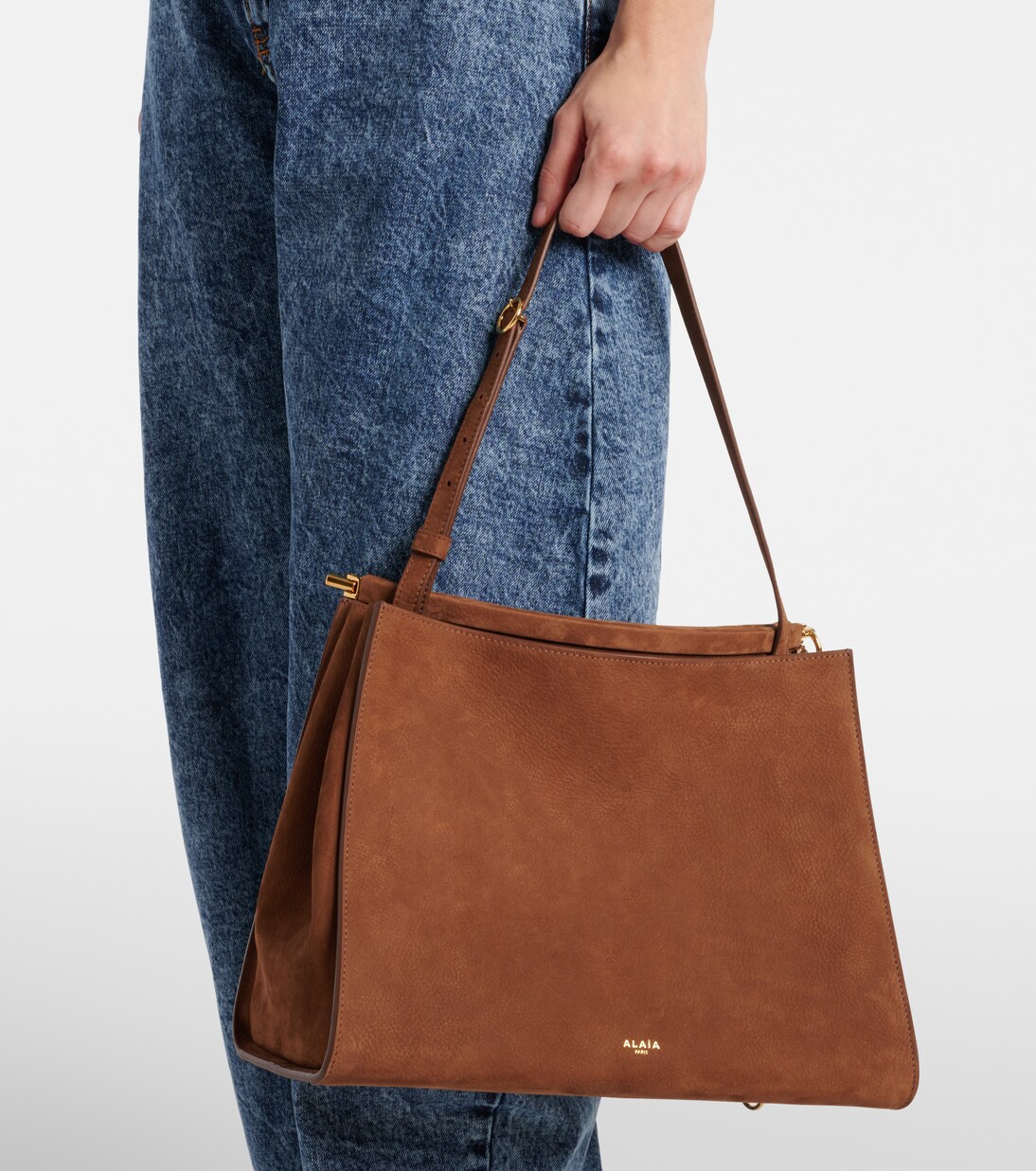 Schultertasche Le Click Medium aus Veloursleder | Alaïa